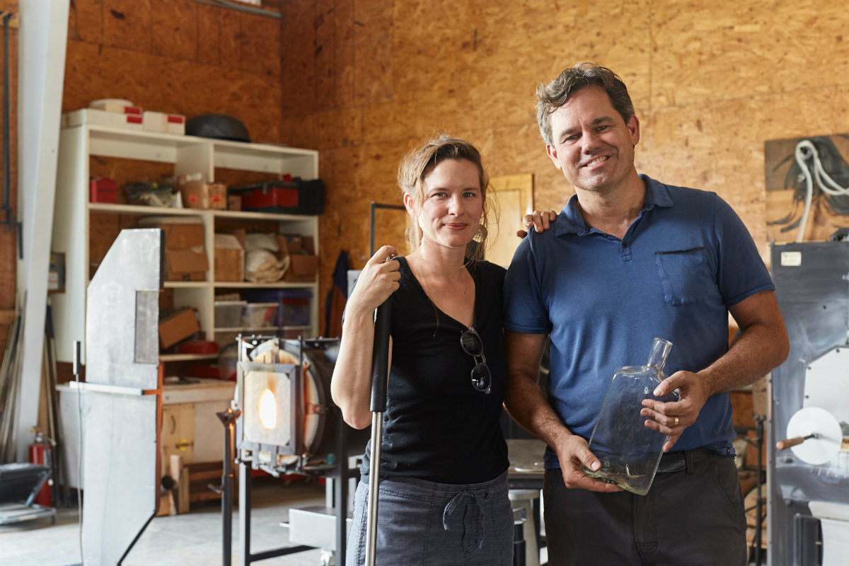 Melanie Miller and Casey Hyland of Hyland Miller glass studio in Kentucky